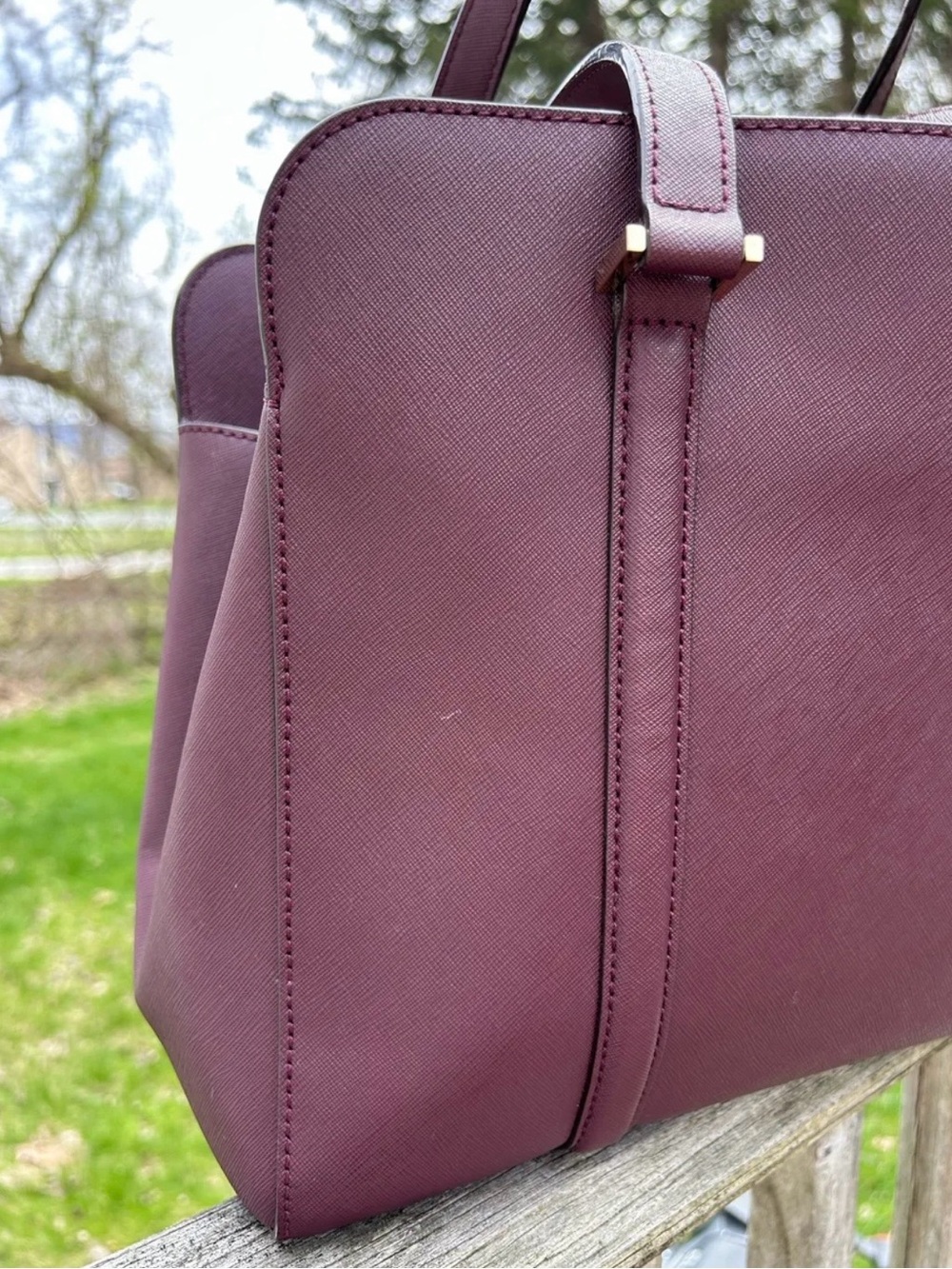 Kate Spade Plum Saffiano Leather Satchel with Gold Hardware - Picture 7 of 11